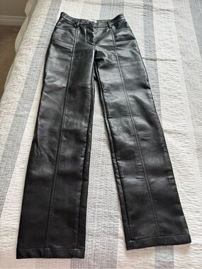 Wilfred Black Faux Leather Straight-Leg Track Pants